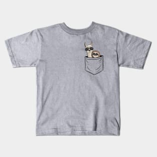 Hipster Llama & Sloth With Sunglasses In Pocket Kids T-Shirt